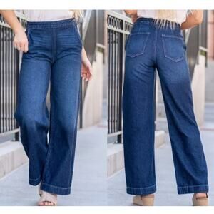 KanCan Womens Jeans Sz 15/31 Greenwood Wide Leg Denim Ultra High Rise Side Zip